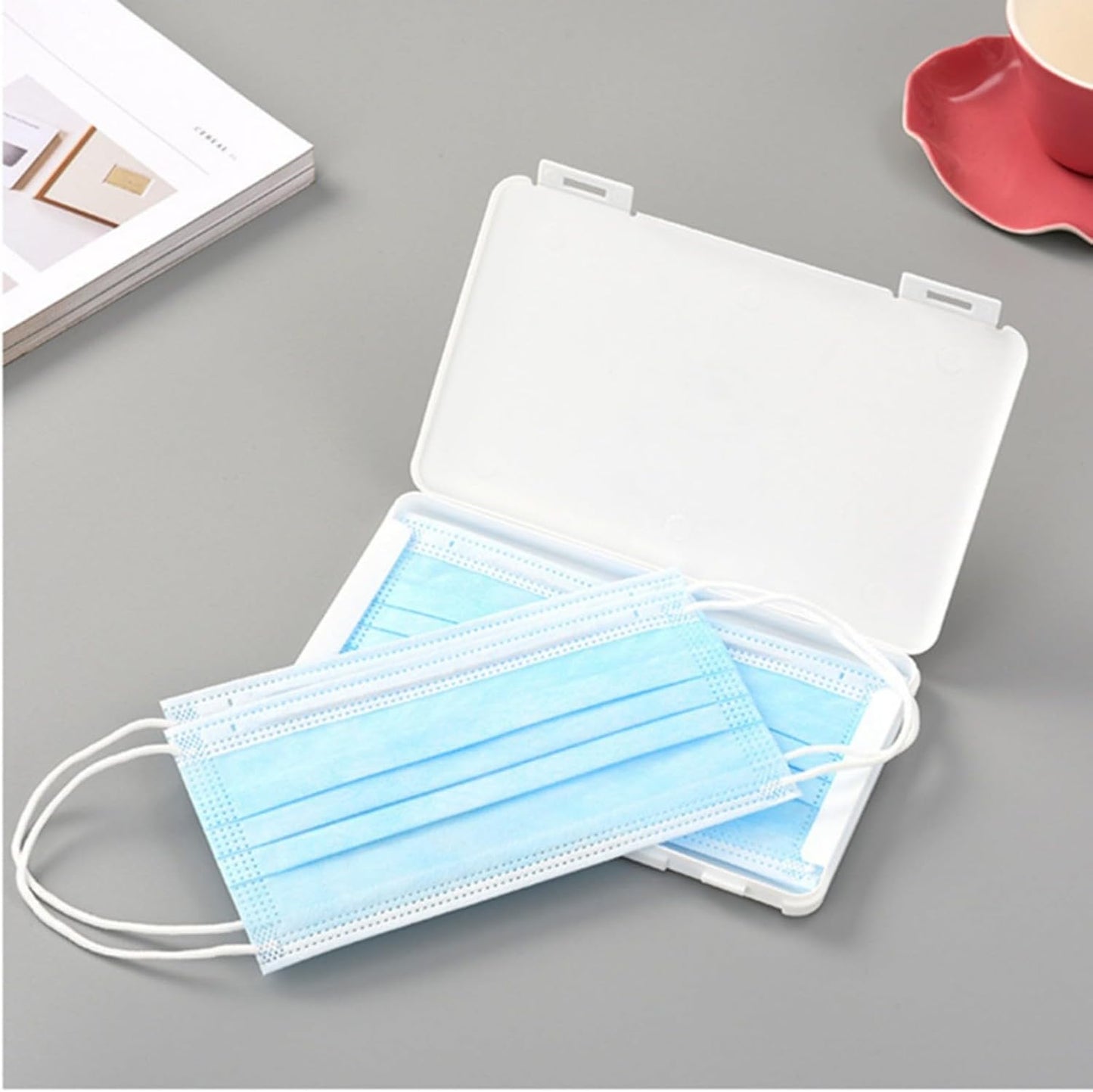 Masks Organizer, False Eyelashes Storage Box Portable,Face Masks Plastic Case Storage Box (White)