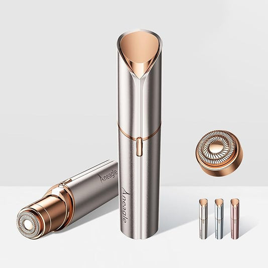 Facial Hair Remover for Women,Painless Hair Shaver Rechargeable with LED Light,Flawless Lady Face Electric Razor,The Great Female Mustache Removal (Rose Gold (with 1 Replacement Heads))