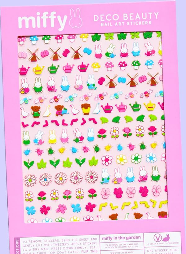 Miffy in the Garden Nail Stickers - Lightweight & Easy-to-Apply Nail Art with Trendy Designs - Durable & Long-Lasting Nail Stickers for Women, Ideal for DIY Manicures & Salon-Quality Nails