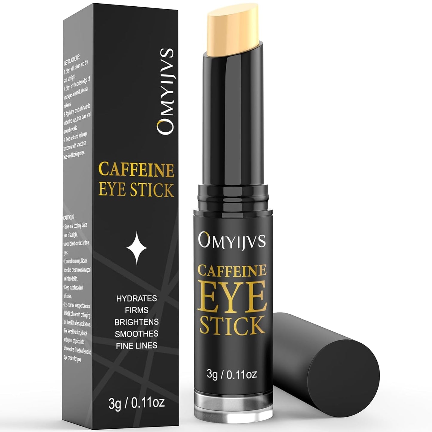 Caffeine Eye Stick, Anti-Aging Eye Cooling Stick, Under Eye Cream for Dark Circles, Wrinkles, Puffiness Bags Reduces Fine Lines