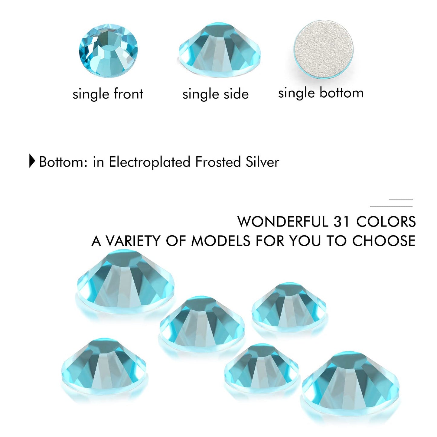 288Pcs Aquamarine Crystal Rhinestones,Glass Flatback Rhinestones Gemstones for Nail Face Makeup Art Crafts Clothes Decoration -(SS30, 6.5mm,Aquamarine)