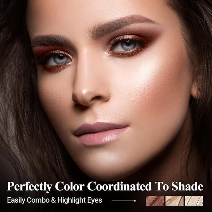 Classic 3PCS Neutral Eyeshadow Stick Makeup Set, Metallic Shimmer Matte Cream Eye Shadow Eyeliner Brightener Pencil Crayon - D1