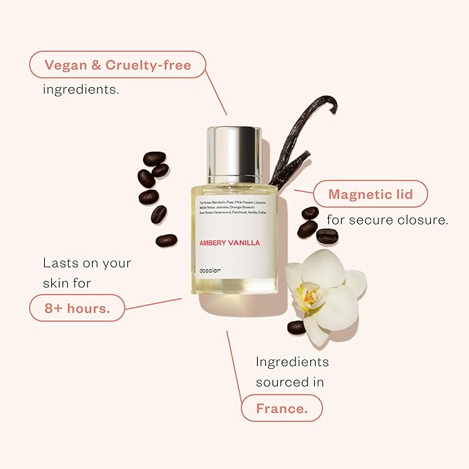 Dossier - Ambery Vanilla 1.7Oz (50ml) - Eau de Parfum - Inspired by Y S.L's B.lack O.pium - Long-lasting Fragrance - Feminine