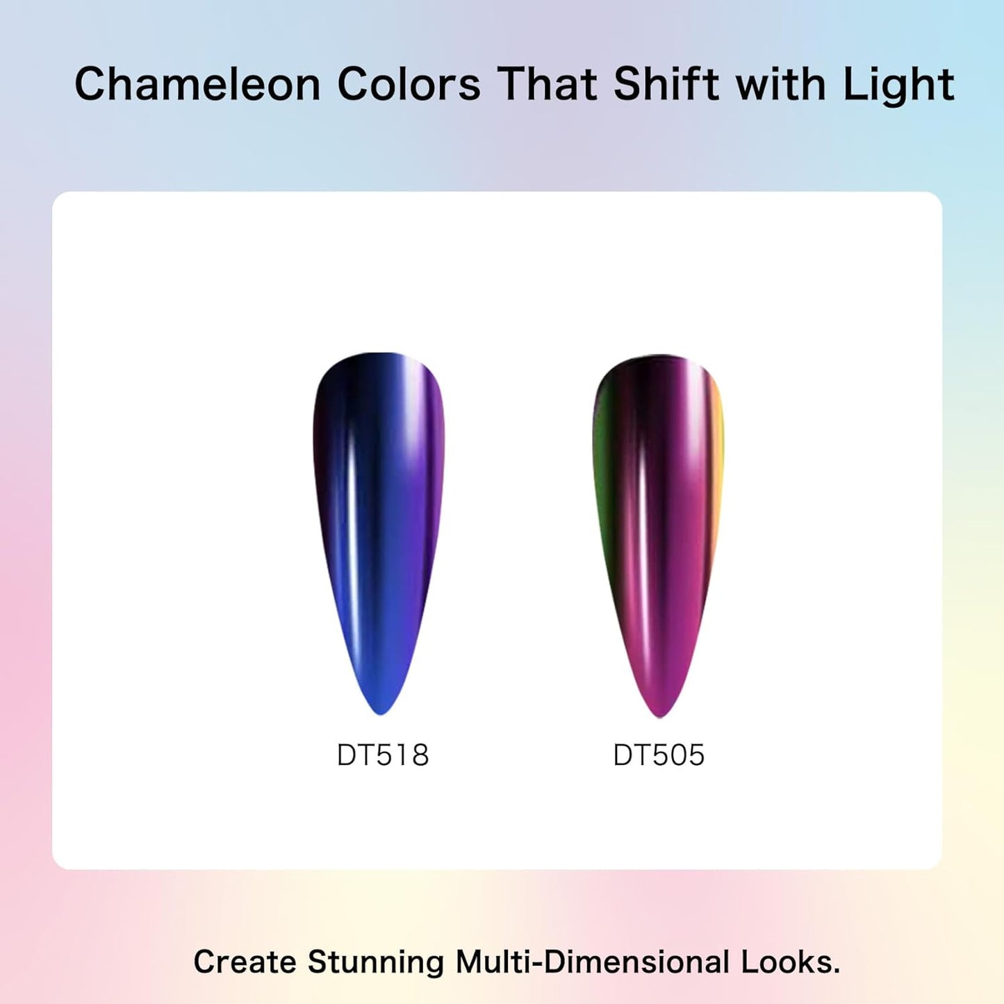 Chrome Nail Powder Kit: 10 Jars 8 Colors Metallic Mirror Effect 2 Colors Holographic Aurora Chameleon Nail Art - 1g/Jar Silver Pink Gold Purple Chrome Powder for Nails