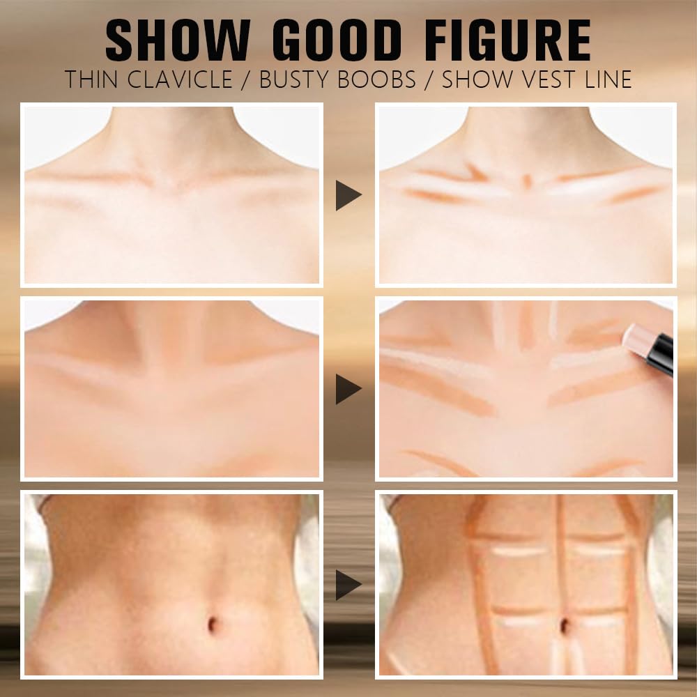 2Pcs Cream Contour Stick Face Body Makeup Dual Ended, Nuetral Nude Beige & Darker Nude Pink no Transfer Waterproof 2 in 1 Cream Concealer Stick Contouring Makeup Set, Face Nose Contour Bronzer Sticks