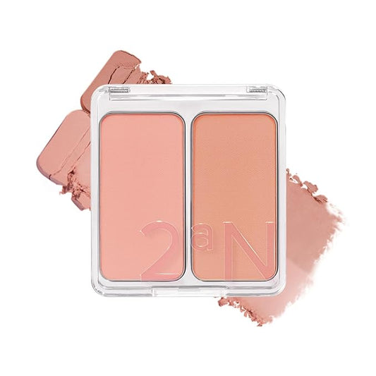 2aN Dual Color Face Blusher, Buildable & Blendable Cheek Color, Natural & Vibrant Finish, Long-Lasting Powder Blush, Blends Easily with Natural Skin Tones, Korean Beauty (05 Mood In Cheek)