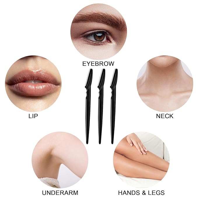 21 Pcs Eyebrow Razors, Face Razors Multipurpose, Exfoliating Dermaplaning Tools, Eyebrow Trimmers Shaver with Safety Cover, Facial Hair Removal for Women Men Body Use (Black)