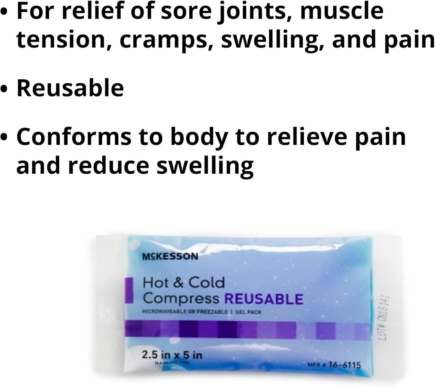 McKesson Cold and Hot Compress Reusable [150 Pack] Gel Ice Hot Packs for Injuries, 2.5 in x 5 in