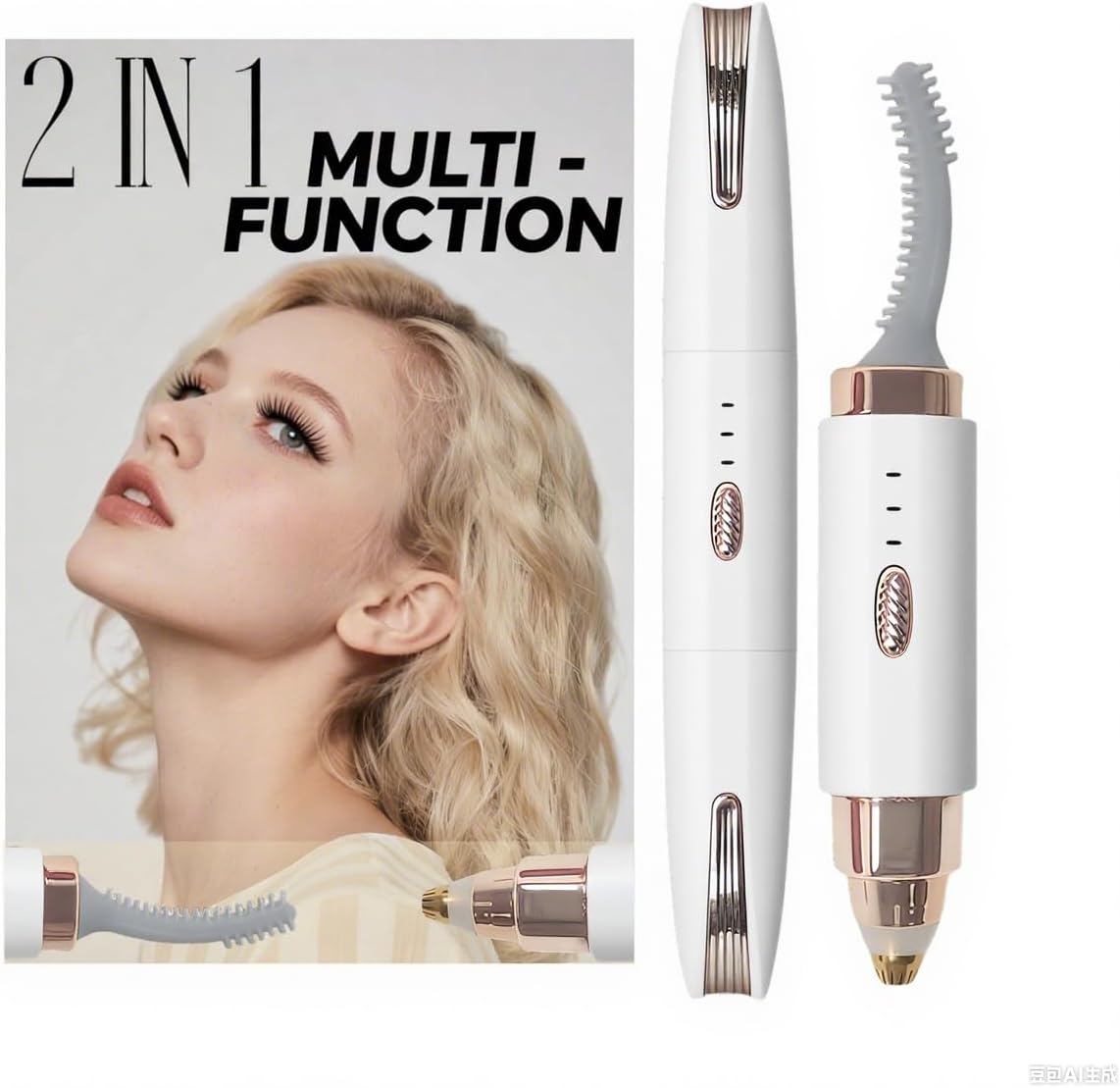 2025 Upgraded Heated Eyelash Curler - 2-in-1 USB Rechargeable Electric Eyelash Curler & Eyebrow Trimmer, Fast Heating in 6s, Anti-Burn Design, 24H Long-Lasting Effect, Perfect Gift for Women (White)