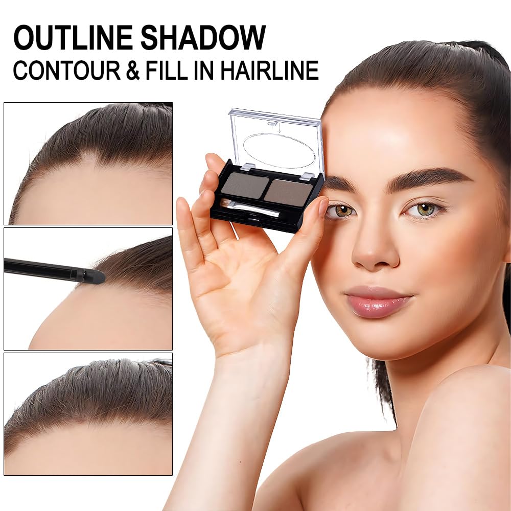 Eyebrow Powder Medium Brown Light Gray Kit,Eye Brow Powder for Women with Double-ended Eyebrow Brush,Long-Lasting Waterproof Two Colors Brow Filler Get Full Defined Natural Brows,Powder Eyebrow Makeup