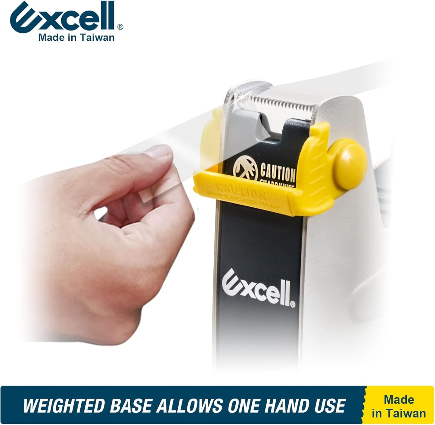 Excell ET-117 Heavy Duty Steel Desk Tape Dispenser (1" Wide) with Safety Blade Cover, Desk Top Dispenser for Home,Office, Shop, Retail Store and Warehouse Wrapping Purpose