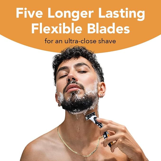 BIC Flex 5 Refillable Men's Razor, Ideal Head Shavers for Bald Men, 12 Refill Cartridges, 5 Blade Razors for a Close Shave