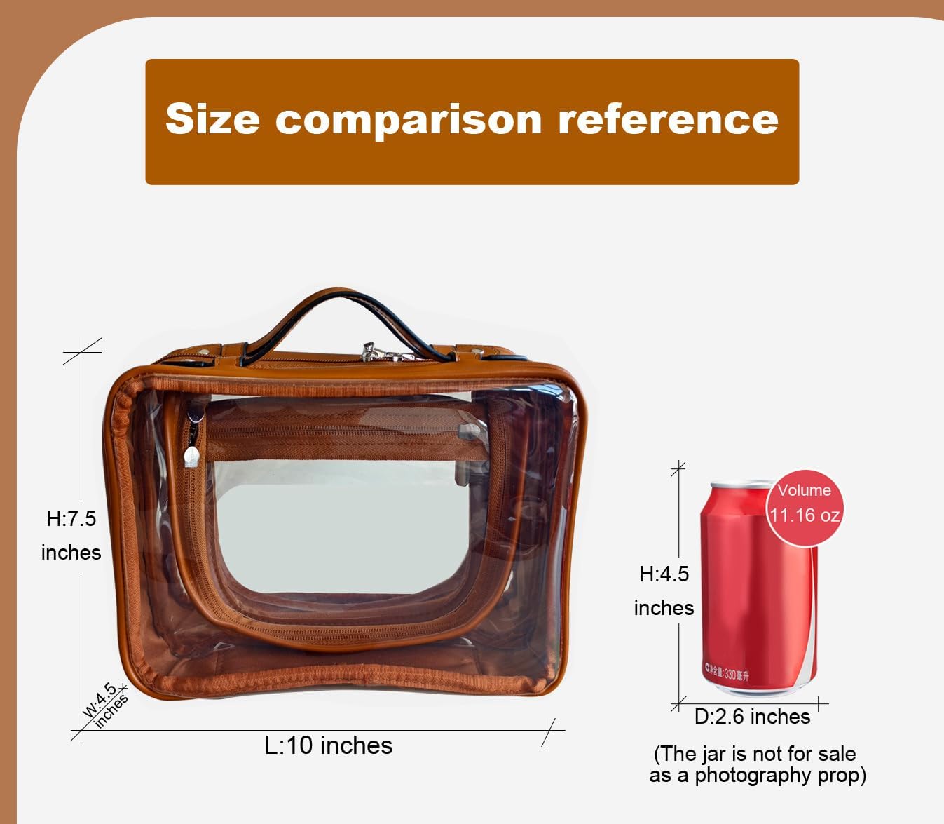 SANHECUN traveling toiletry Case large clear cosmetics case makeup bag Dimensions | LxWxH:10” x 4.5” x 7.5”(Brown, Medium)