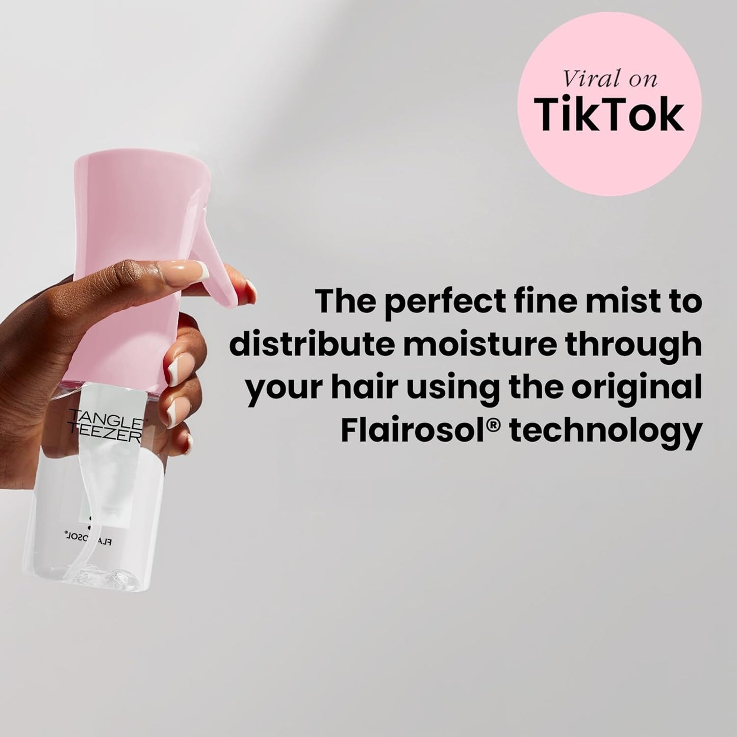 TANGLE TEEZER Travel-Size Fine Mist Continuous Spray Bottle, Reusable and Refillable, for Hair Detangling and Styling, 6.1 oz, Millennial Pink