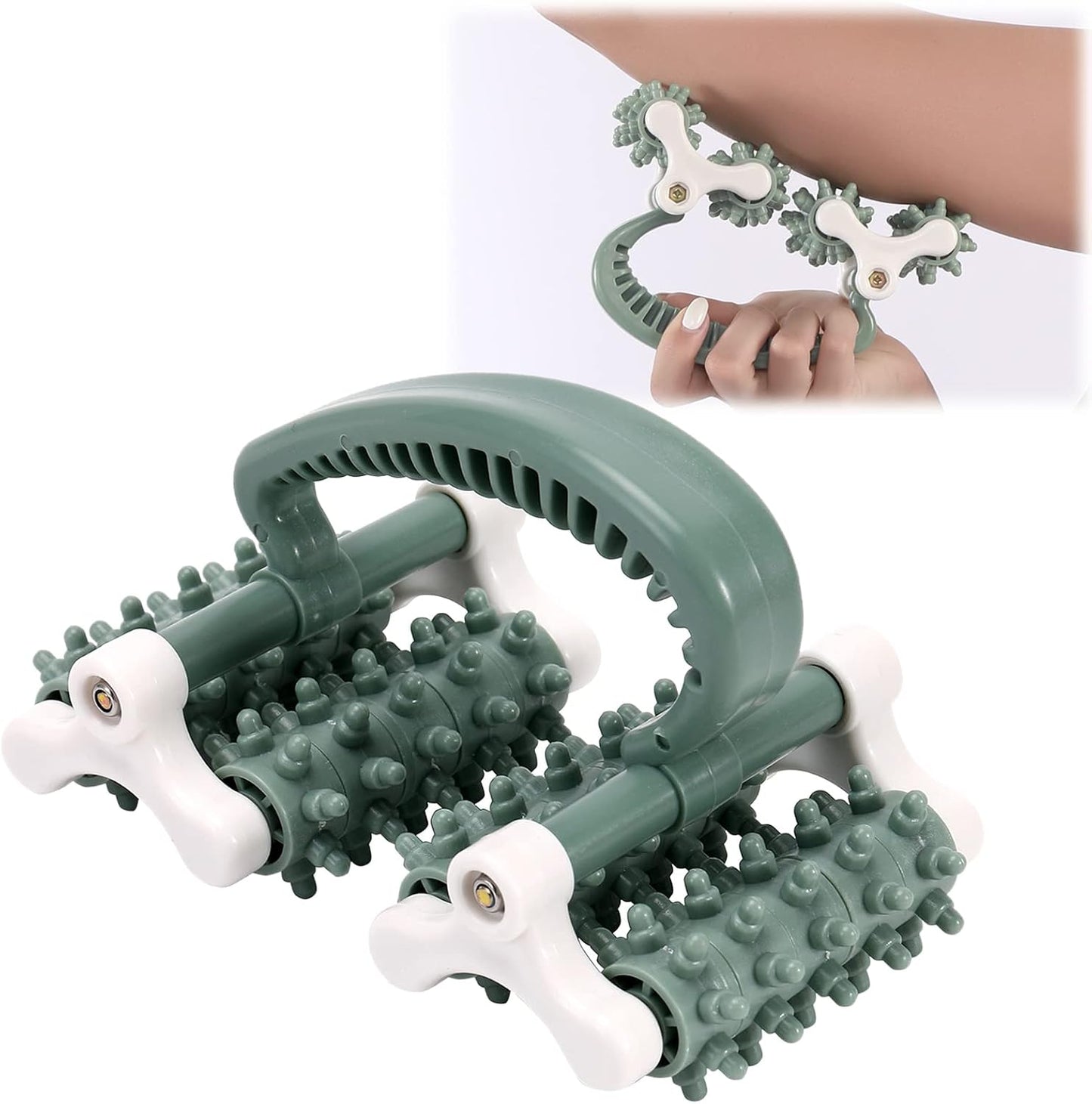 olelo Fascia Blaster, Fascia Blaster for Cellulite, Massage Roller with 20 Wheels for Deep Tissue Myofascial Release, Muscle Roller Stick Relieves Back, Neck, Leg Pain, Green