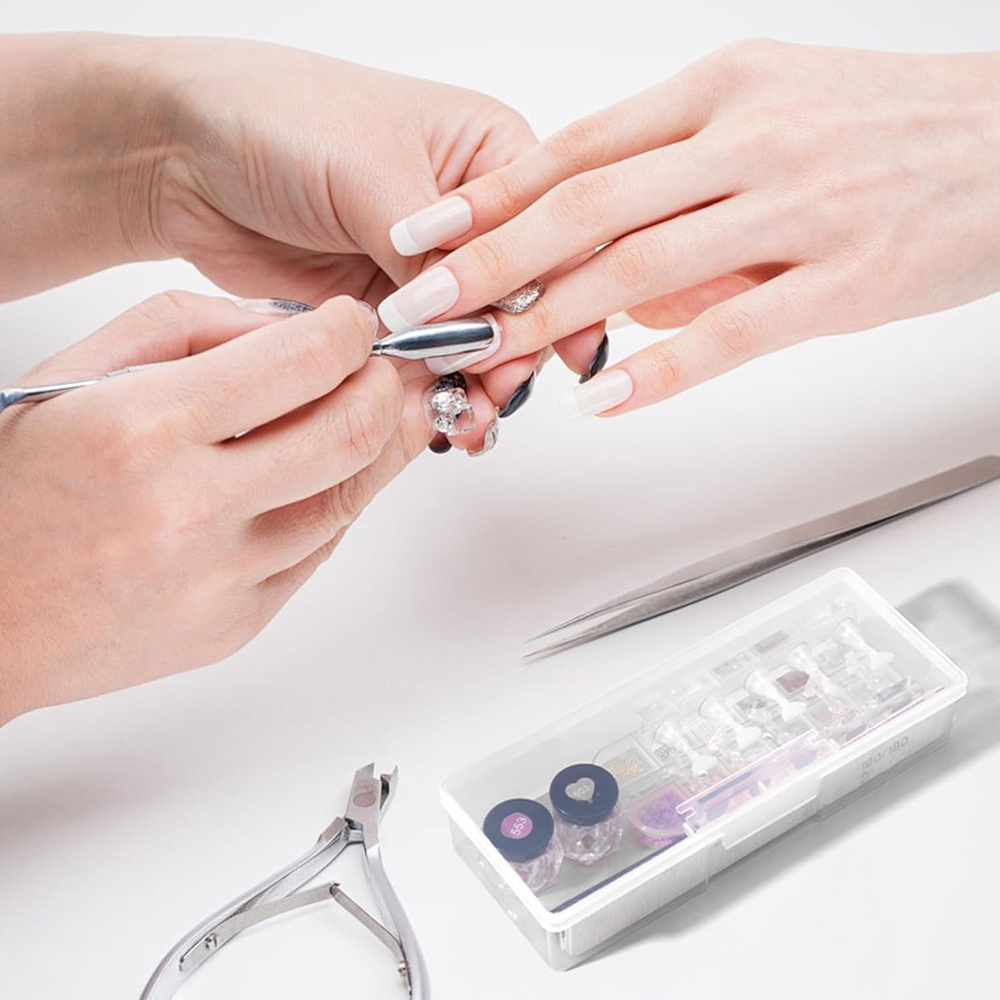 12Pcs Clear Manicure Tool Box, Personal Nail Box Storage Case for Organizing, Plastic Nail Tool Box for Manicure Pedicure Kit