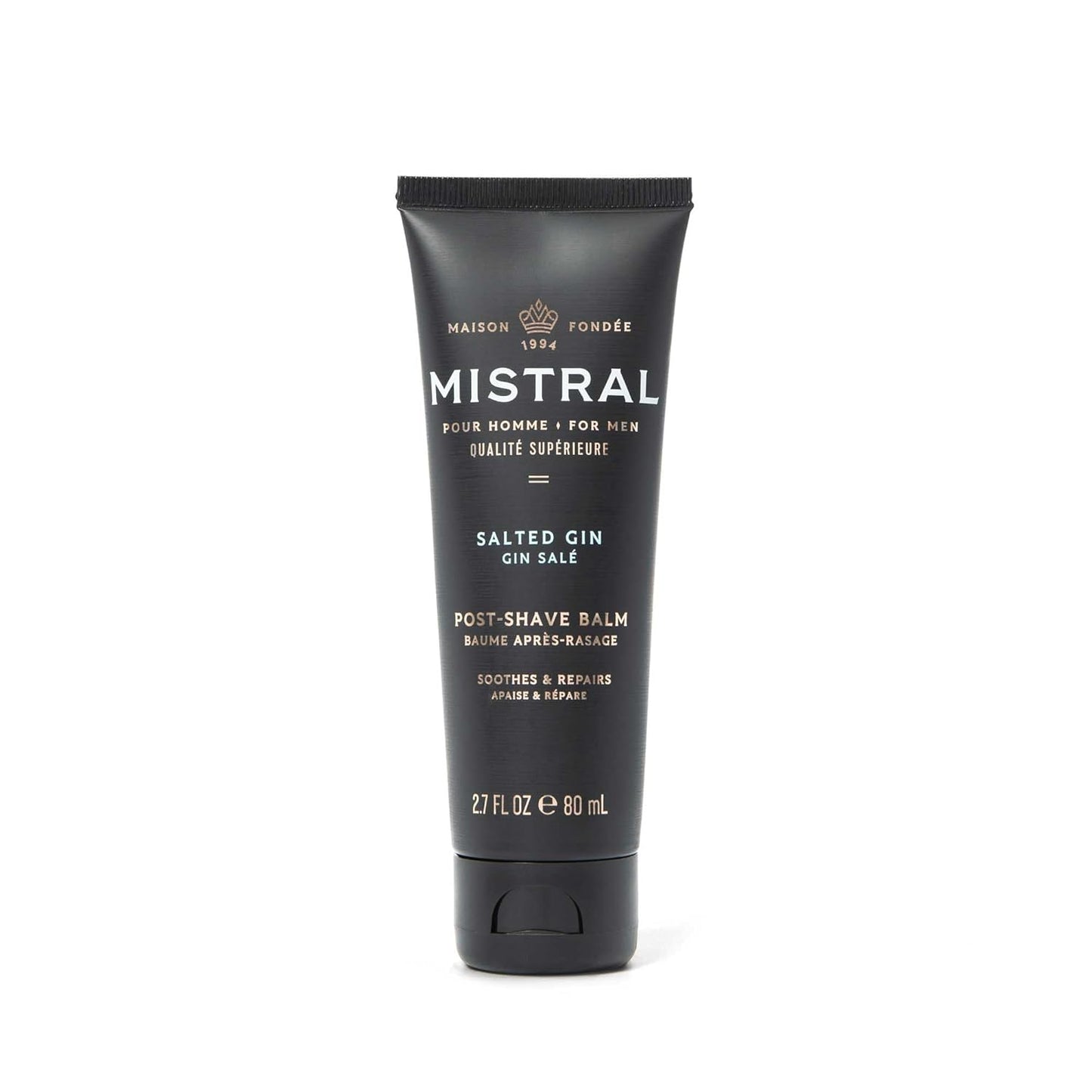 Mistral Salted Gin Post Shave Balm | Soothing Aftershave for Men with Aloe & Jojoba Oil | Non-Greasy Post Shave Moisturizer, For All Skin, Paraben & Phthalates Free | Made in France - 80ml
