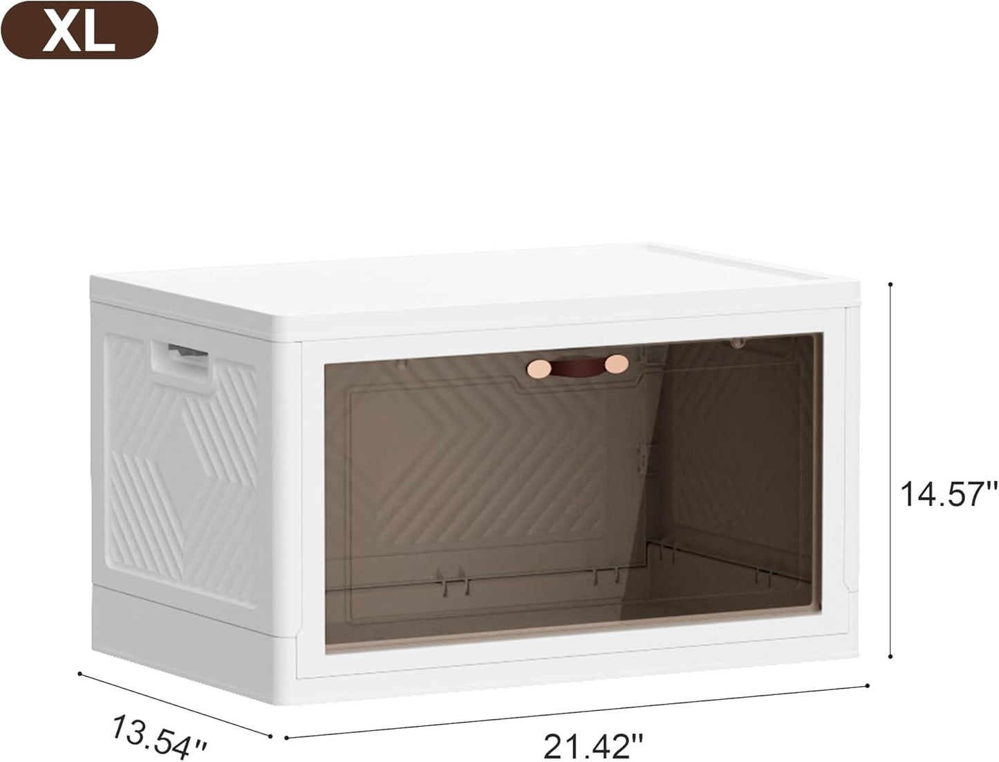 JOYMOOP Folding Storage Bins Organizer, 49.6 Quart Collapsible Storage Box with Wheels and Door, Stackble Plastic Storage Container for Clothing, Books and Sundries (XL, 12.4 Gal, 1 Tier)