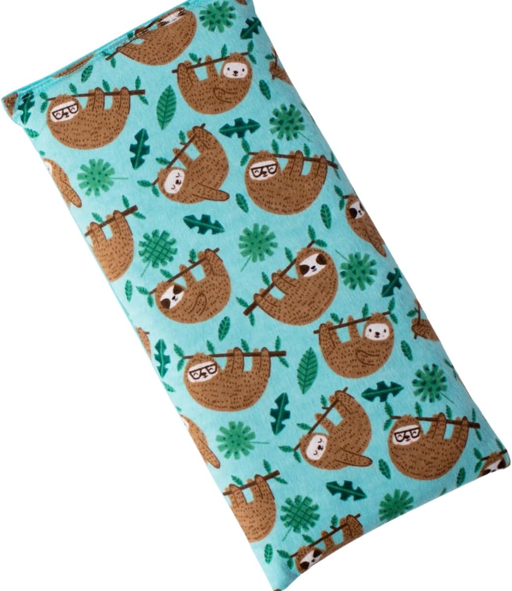 Microwave Heating Pad Filled With Flax Seed and Choice of Dried Herbs, Herbal Cold Pack, Good Size for Back Pain and Cramps, Hot and Cold Therapy, 6" x 12" (Sloth, Lavender)