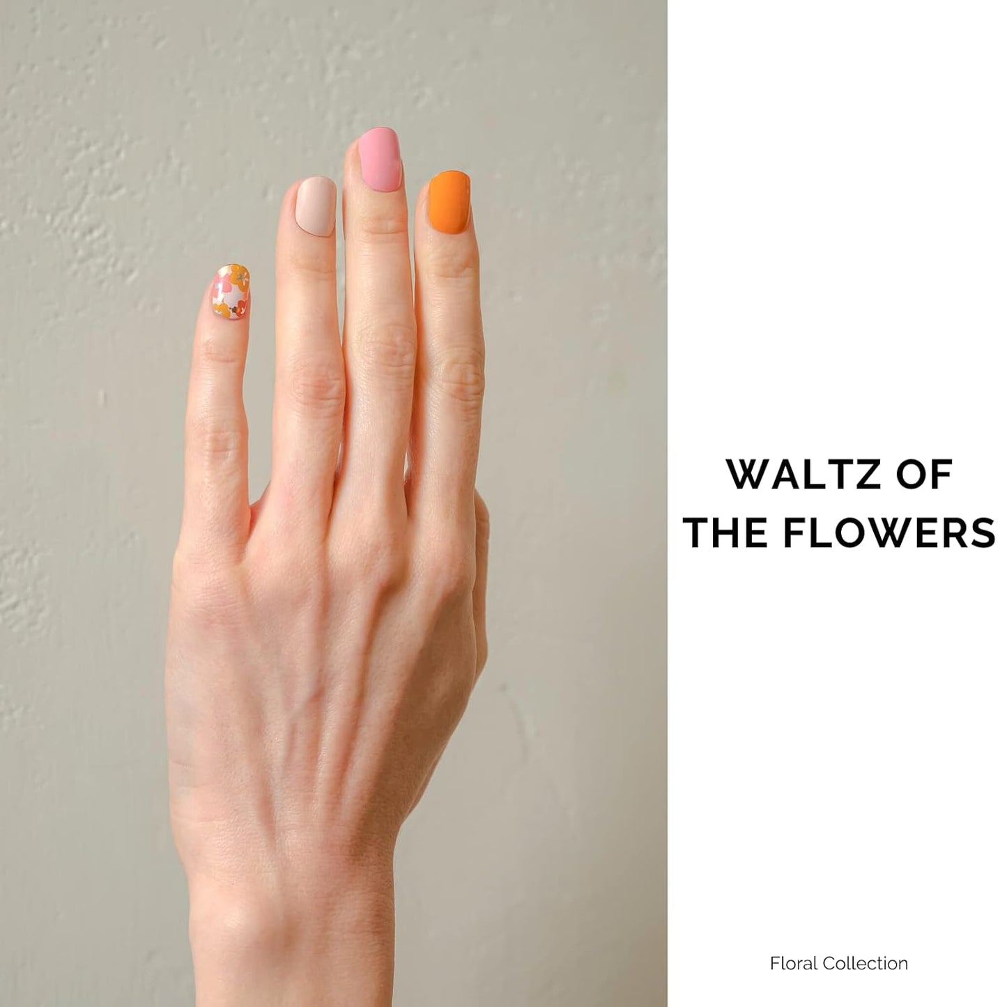 NAILOG Semi Cured Gel Nail Strips, 34 pcs Salon-Quality Stickers, Long Lasting Wraps with Soft Gel Finish | Waltz of The Flowers