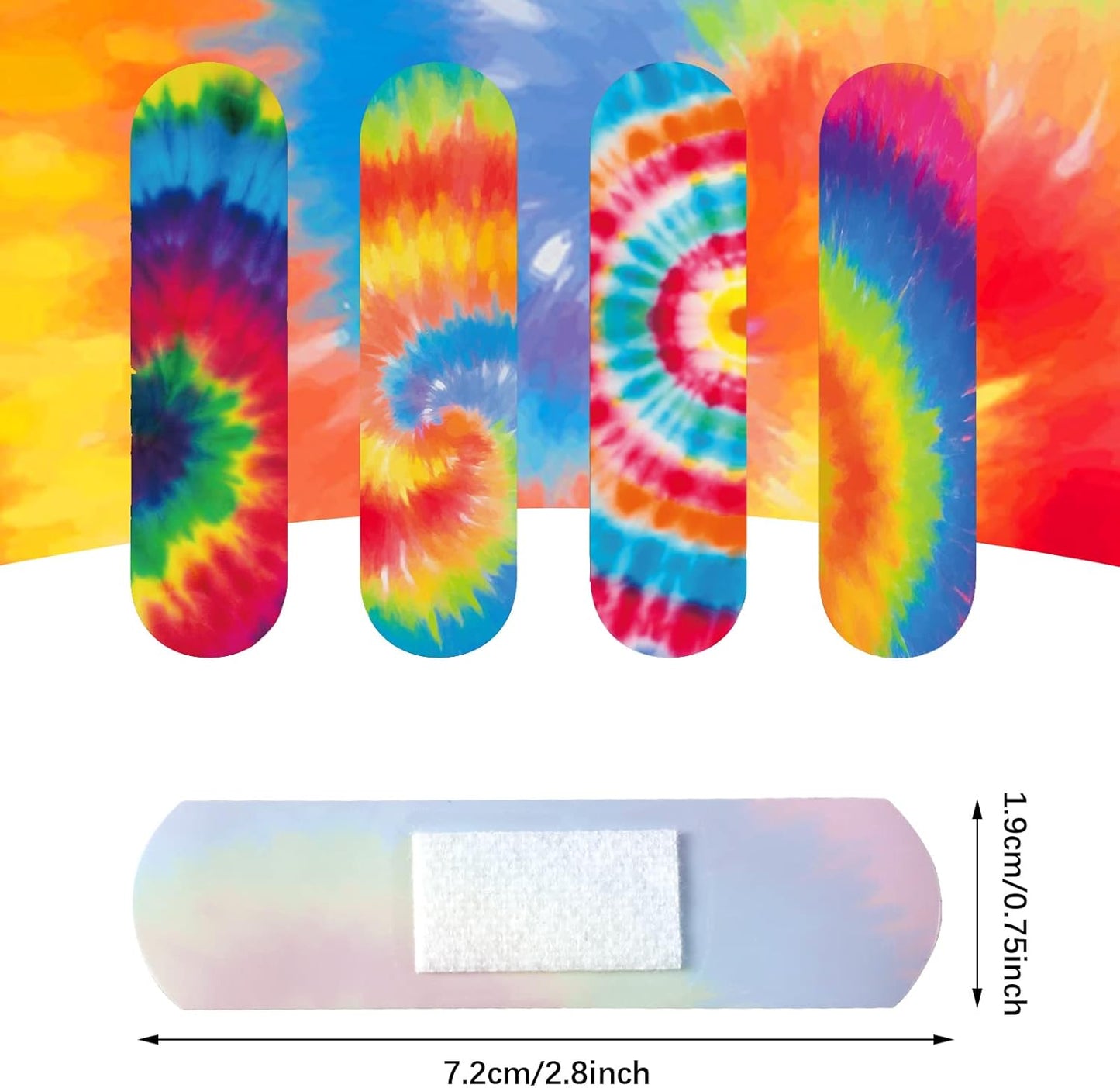 200 Pcs Tie Dye Adhesive Bandages Colorful Bandages for Kids Girls Boys Adults First Aid, Fun Colorful Designs for Cuts and Scrapes, First Aid, and Wound Care(200 Pcs)