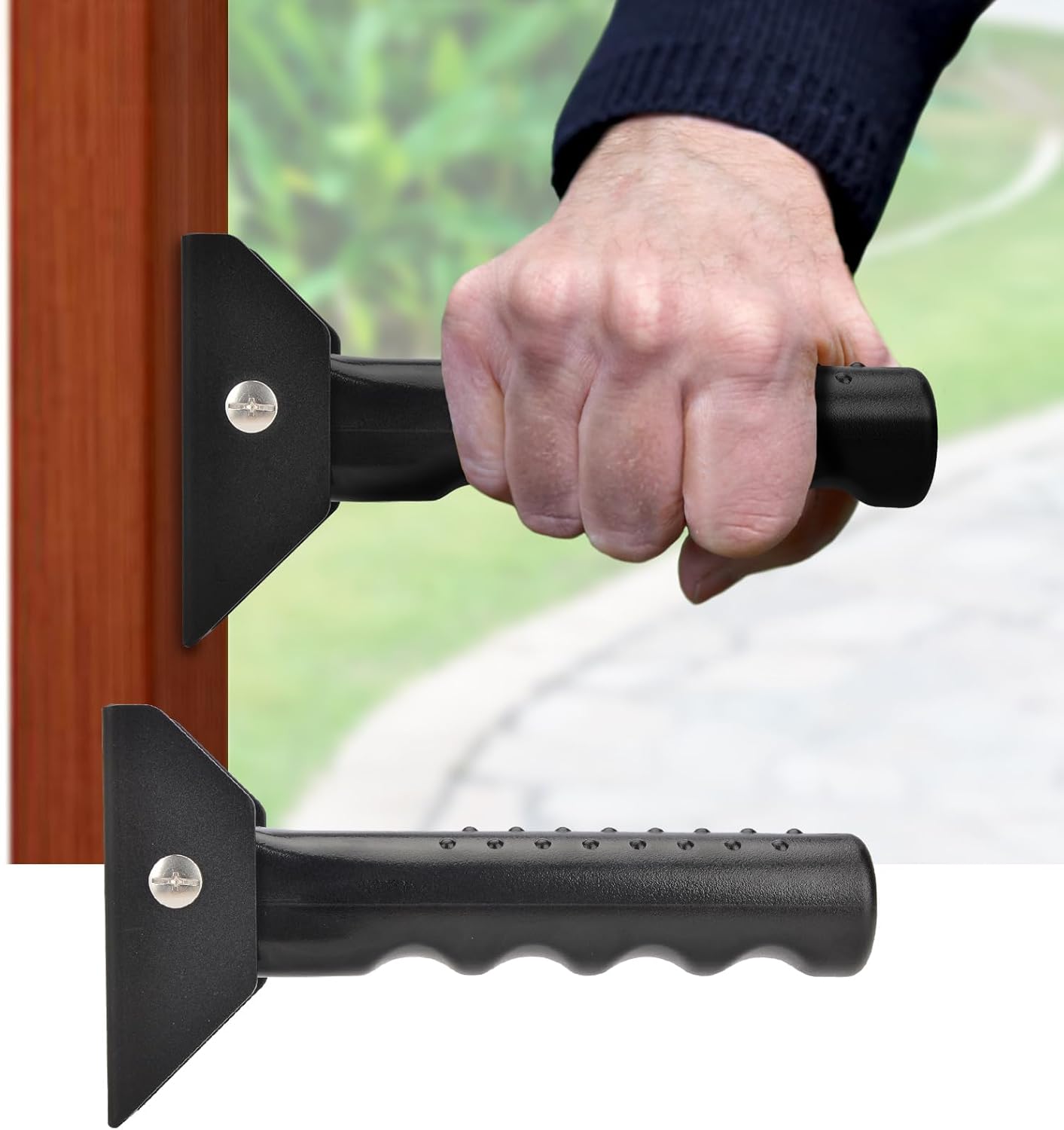 iGuerburn Doorway Flip Assist Handle, Door Assistant Support Grip Handle, Doorway Stair Assist Grab Bar for Elderly or People Who with Balance Issues - Supports Up to 300 Pounds (2 Pack)