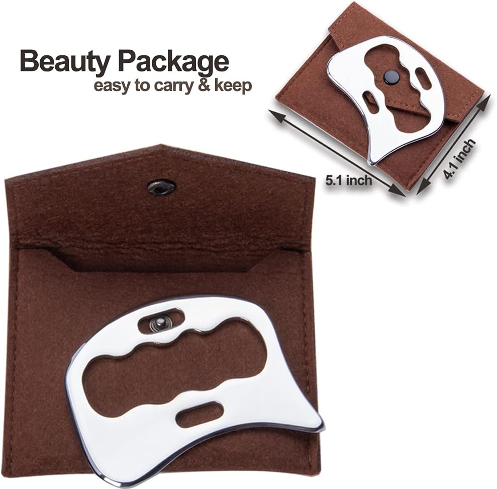 Stainless Steel Gua Sha Scraping Massage Tool-Muscle Scraper - Soft Tissue Mobilization,Physical Therapy for Back, Legs, Arms (Large)