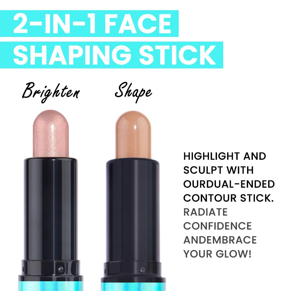 evpct 2in1 Face Shaping & Contouring Stick Cream Contour Concealer Bronzer Stick Makeup Kit for Beginner Face Highlighter Makeup Stick contorno maquillaje de maquillaje profesional,NEW Light Medium