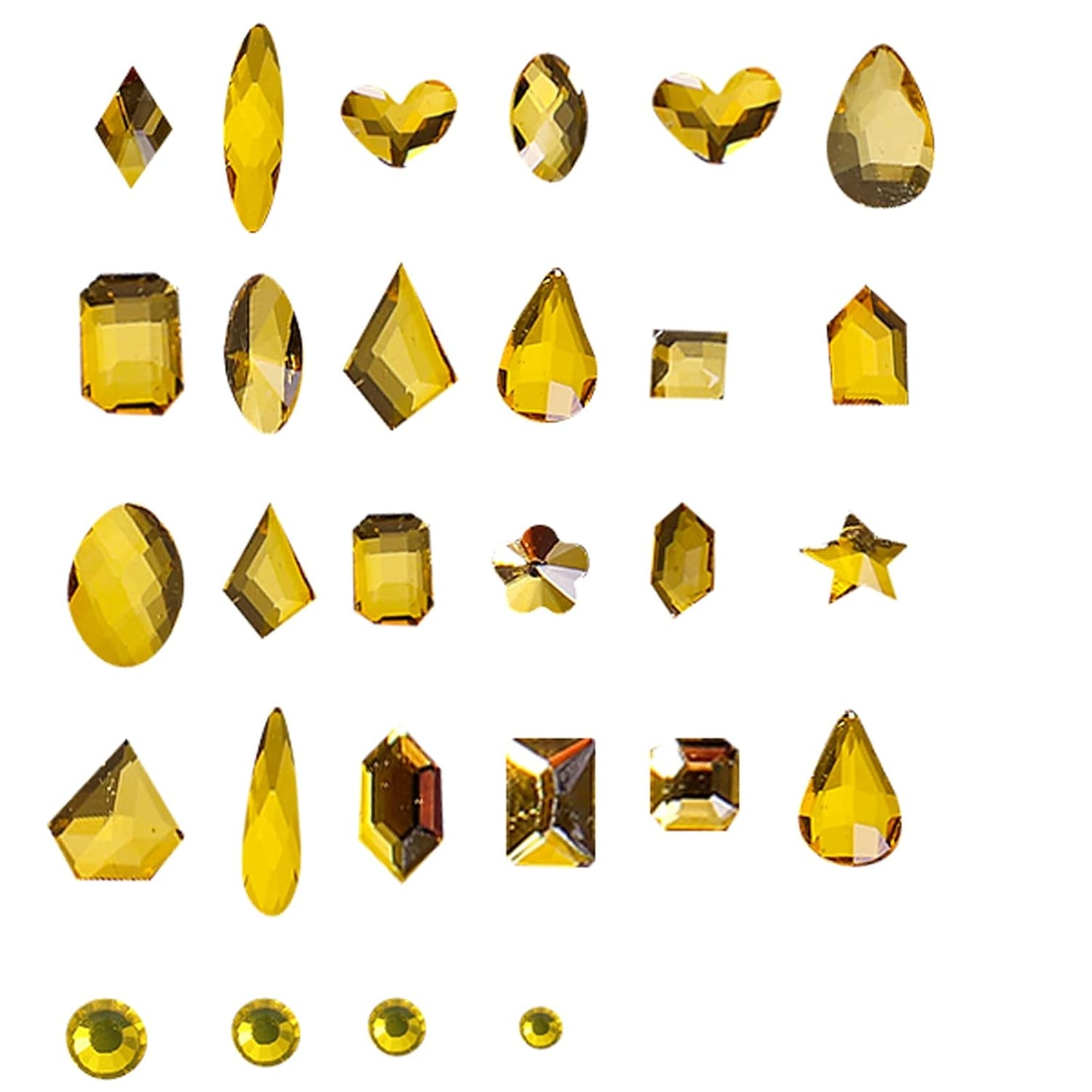 3320Pcs Lemon Yellow Nail Art Rhinestones Crystal,3D Rhinestones Gems Jewels Diamond,24 Types of 320 Diamonds + 3000 Round Beads, Crystals 3D Flat Back Gemstones for Nail DIY Crafts with Tweezers Pen