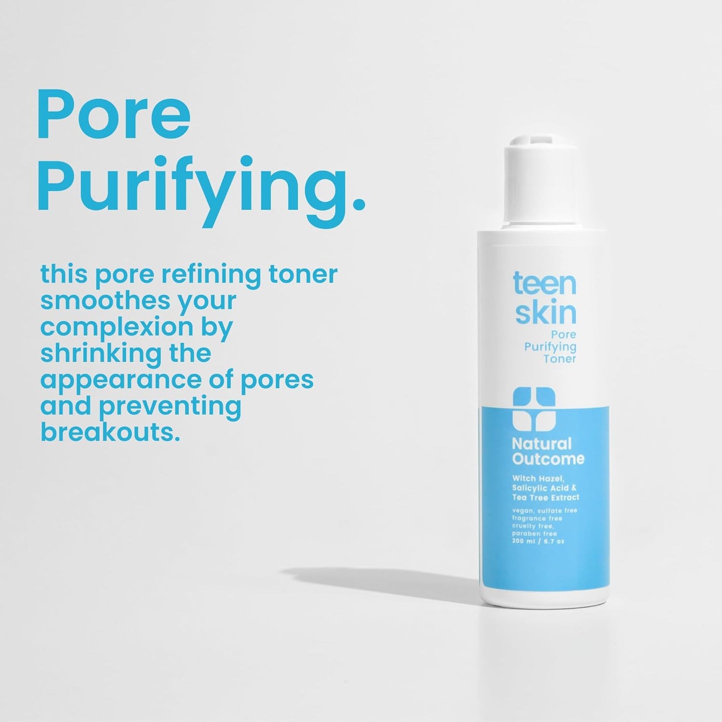 Acne Clarifying Face Toner for Teens by Natural Outcome Skin Care - Salicylic Acid Facial Astringent to Clear Acne & Purify Pores - Fragrance Free, Alcohol Free 6.7 oz