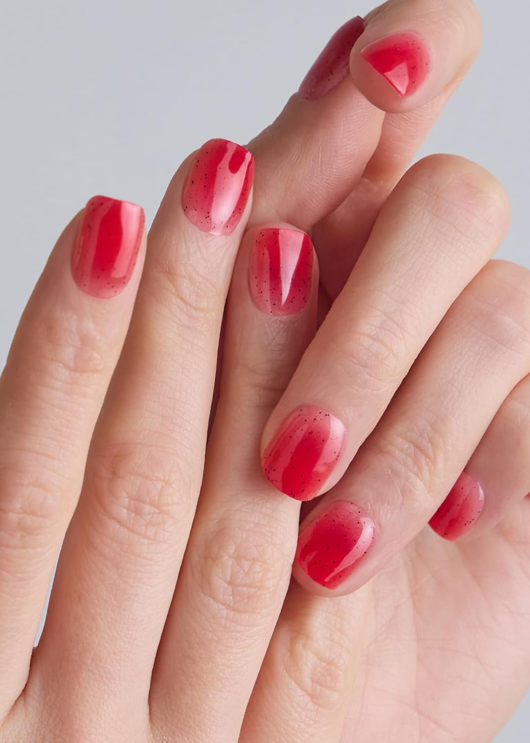 ohora Semi Cured Gel Nail Strips (N Jelly Berry) - Works with Any Lamps, Salon-Quality, Long Lasting, Easy to Apply & Remove - Includes 2 Prep Pads, Nail File & Wooden Stick