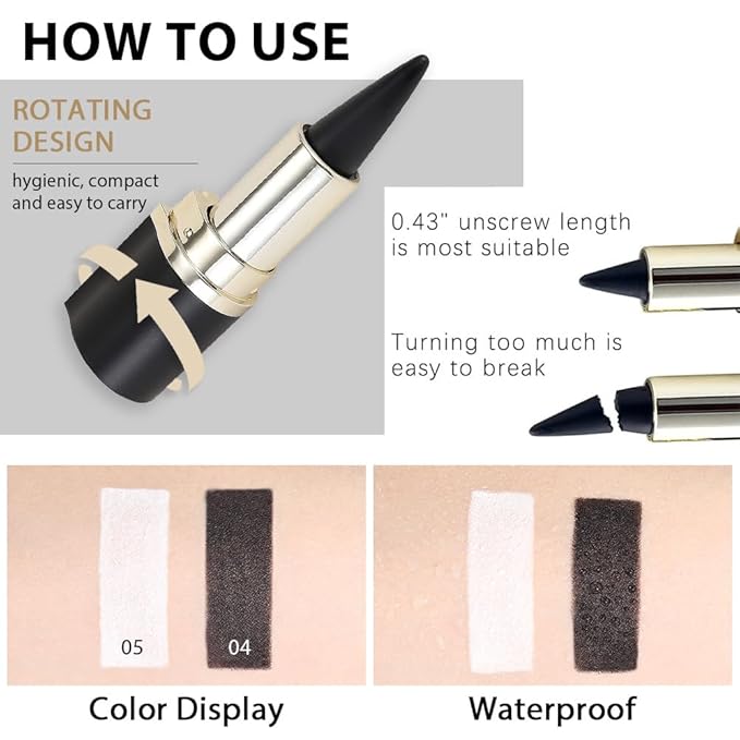 Kaely 2Pcs Black White Gel Eyeliner Pencils Set,Waterproof Eye Liner Pen,Cat Eye Stencil Cat Face Makeup,Eye Black Eyeshadow Palette Stick,Gothic Halloween Makeup,delineador de ojos contra el agua