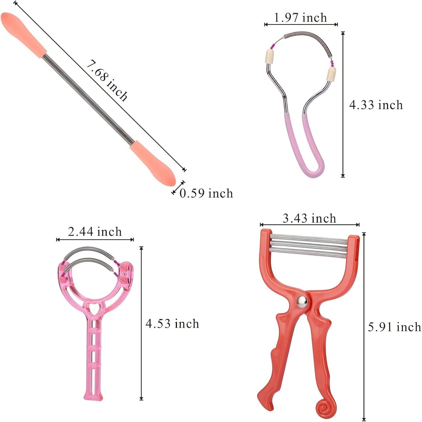 Spring Hair Remover - 4 Pack Stainless Steel Spring Epilator - Facial Hair Remover for Women Face, Chin Hair, Upper Lip Hair, Spring Facial Hair Remover for Women Mustache (Blue)