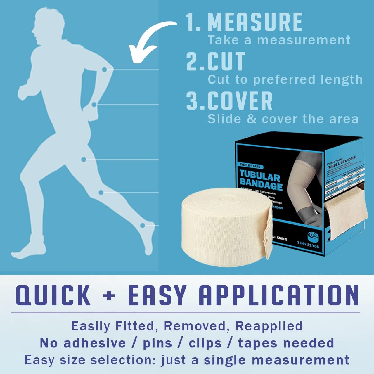 EVERLIT Elasticated Tubular Support Bandage | Stockinette Tubing for Large Arm, Knees, Legs | Light to Moderate Compression Bandage Roll For Tissue Support (Size G | 4.5" x 11 yd)