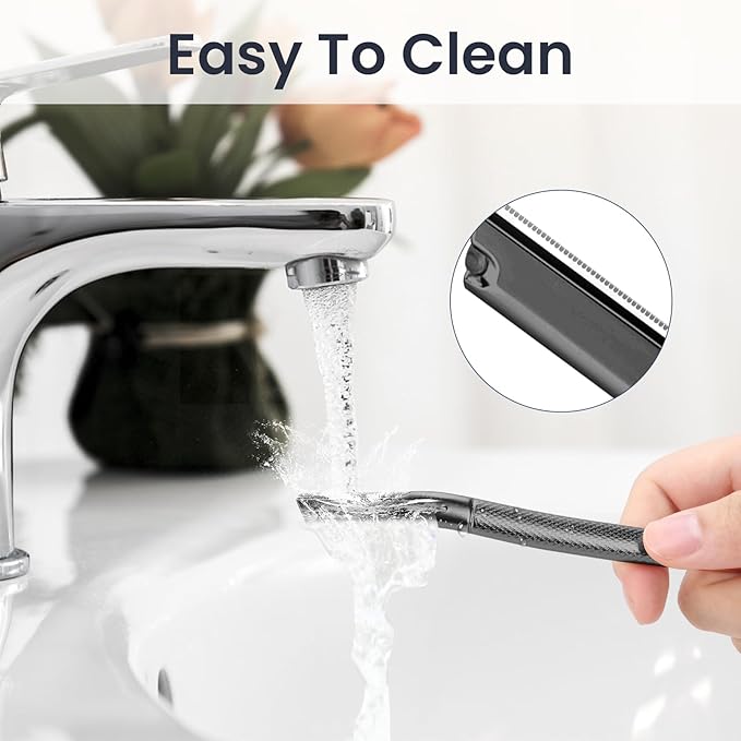 Dermaplaning Tool for Face, Dermaplane Razor for Peach Fuzz with Metal Grip, Professional Eyebrow Razor for Women, Facial Razor for Women Black (12 Replaceable Blades)