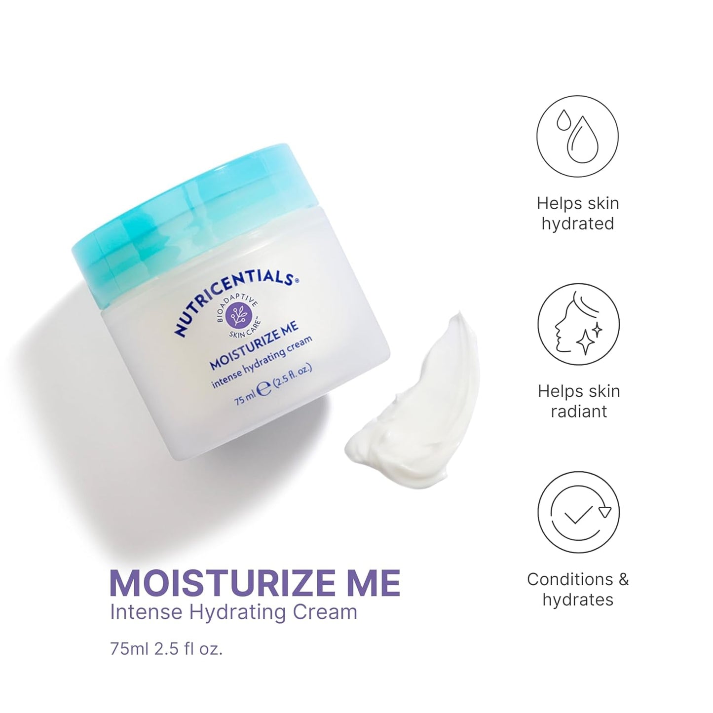 Nu Skin Moisturize Me Intense Hydrate Cream 2.5 fl oz - Nighttime Restoration with Bioadaptive Botanicals, Aloe, Pistachio Nut Oil, and Vitamin E - Wake Up to Refreshed, Soft, Smooth Skin