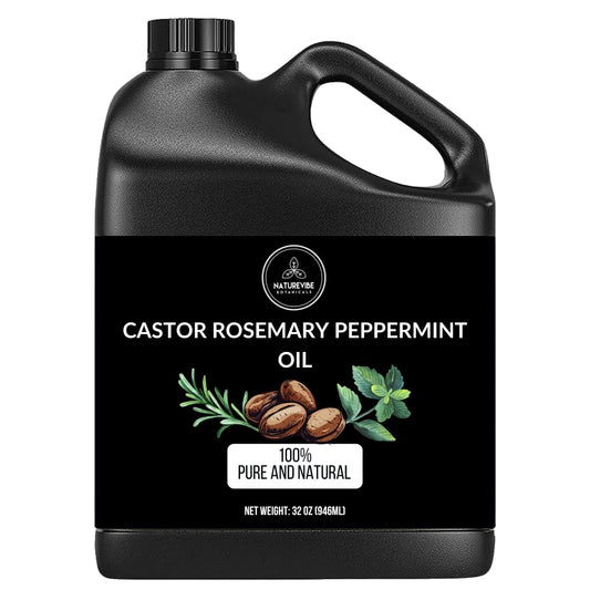 Naturevibe Botanicals Castor with Rosemary and Peppermint Oil 32 Ounces | 100% Pure and Natural | Great for Skin Care and Hair Care