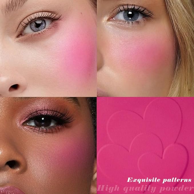 Single Rose Pink Matte Blush for Cheeks Face Blushes Makeup Palette, Rose Bean Monochrome Cream Blushes Palette Makeup for Older Women, Natural Pigmented Paleta de rosa oscuro monocromática 02