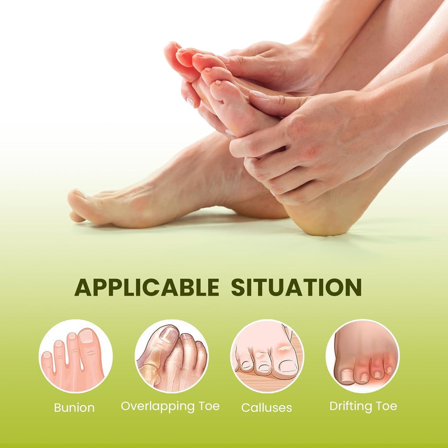 Bukihome Toe Separators Bunion Corrector - 8 Pack Big Toe Spacers with Aloe Vera Extract, Suitable for Bunion and Overlapping Toes, Reduce Foot Pain(Clear)