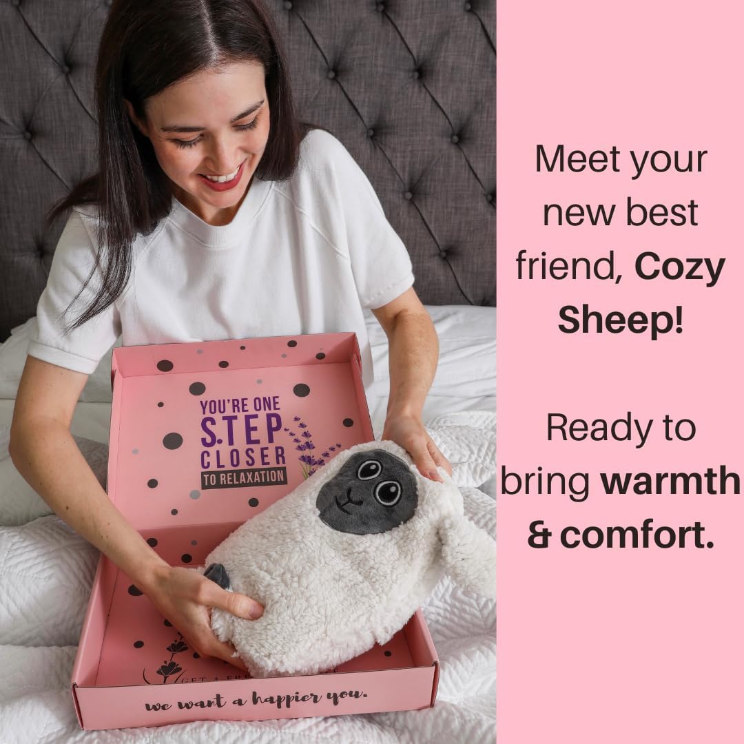 Microwave Heating Pad for Pain Relief - Cozy Sheep Microwavable Heating Pad Stuffed Animal for Cramps, Back Pain, Neck Shoulder, Muscles, Knee, Joints, Natural Heat Pack Moist Heat Gifts for Women