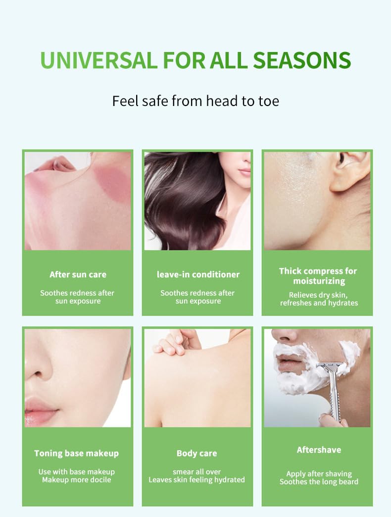 Organic Aloe Vera Gel, 100% Pure Soothing Moisturizer And Hydrating Gel, Fast Absorbing, Unscented,For Face, Body, Hair And Skin, No Alcohol And Unscented 10.5oz