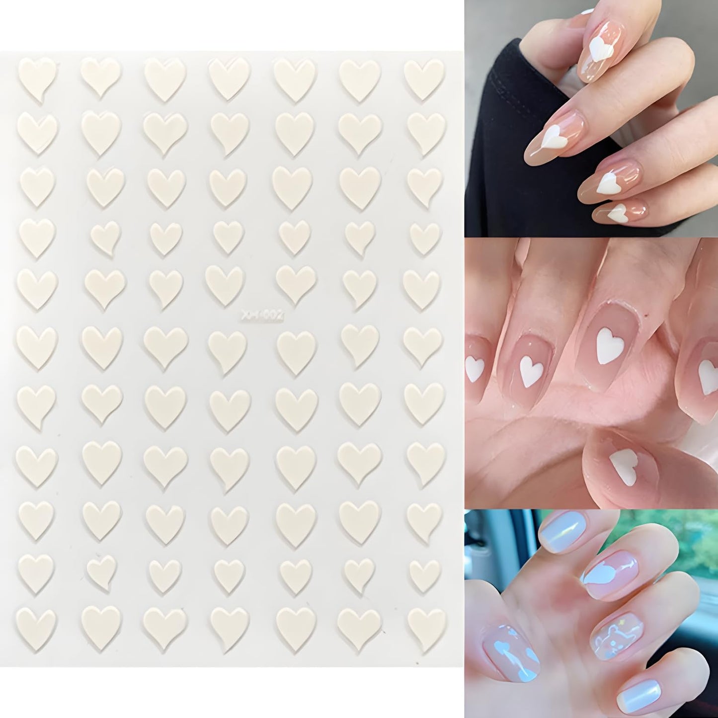 12 Sheets Self-Adhesive Heart Nail Stickers for Valentine's Day - 3D Pink Red Aurora Gold Decals for Nail Art Design - Supplies for Women