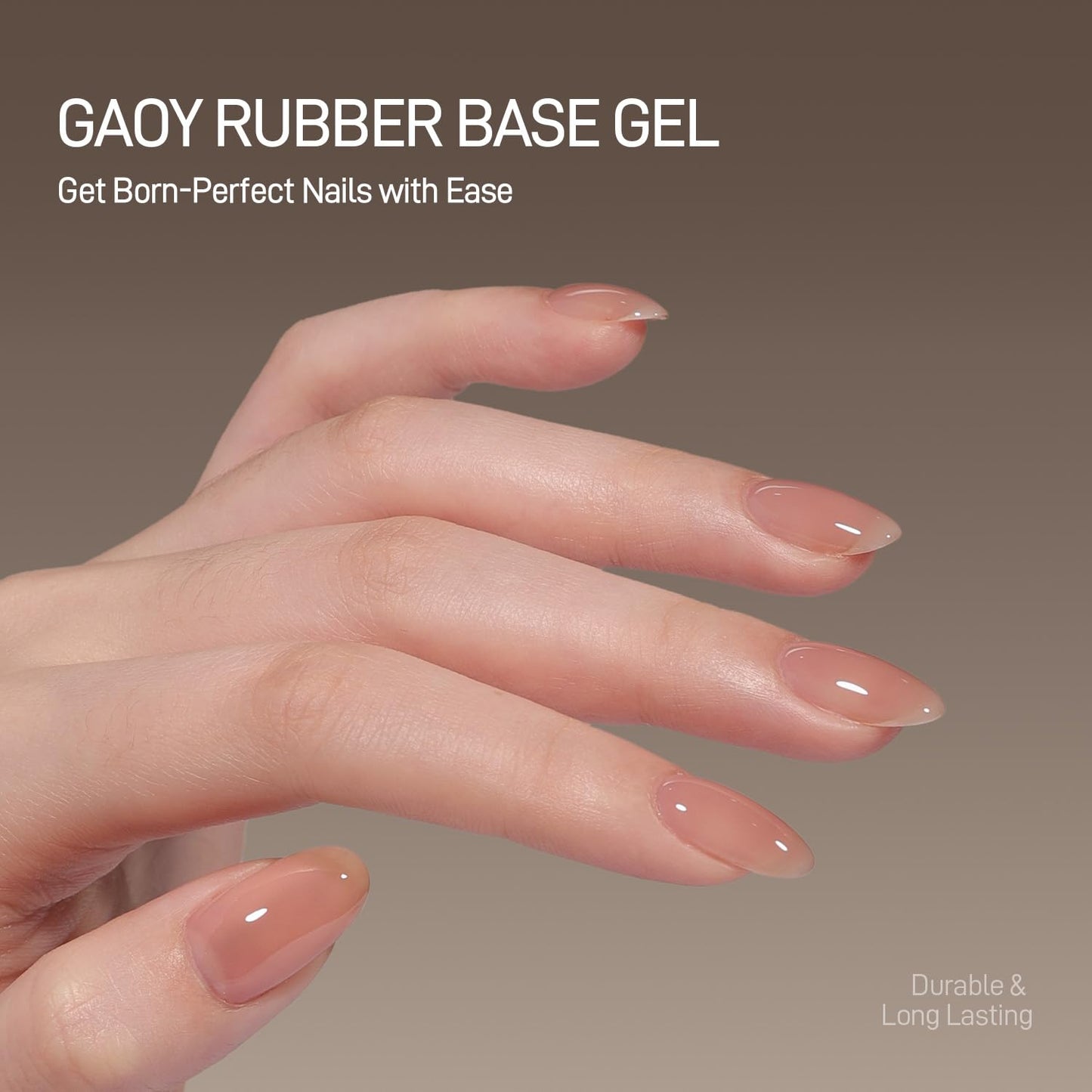 GAOY 16ml Rubber Base Gel, Jelly Builder Base Nail Gel Nude Sheer Pink, 3-in-1 Soak Off Nail Strengthener, 03 Misty Nude