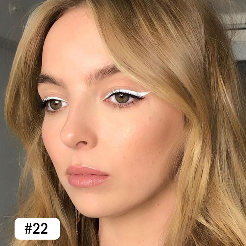 evpct White Eyeliner Pencils for Eyes, White Nude Colored under Eye Liner Pencil Pen Makeup Waterproof Smudge Proof, Colored Gel Waterline Eyeliner Liquid, Face Eye Paint Stick Halloween Makeup 22