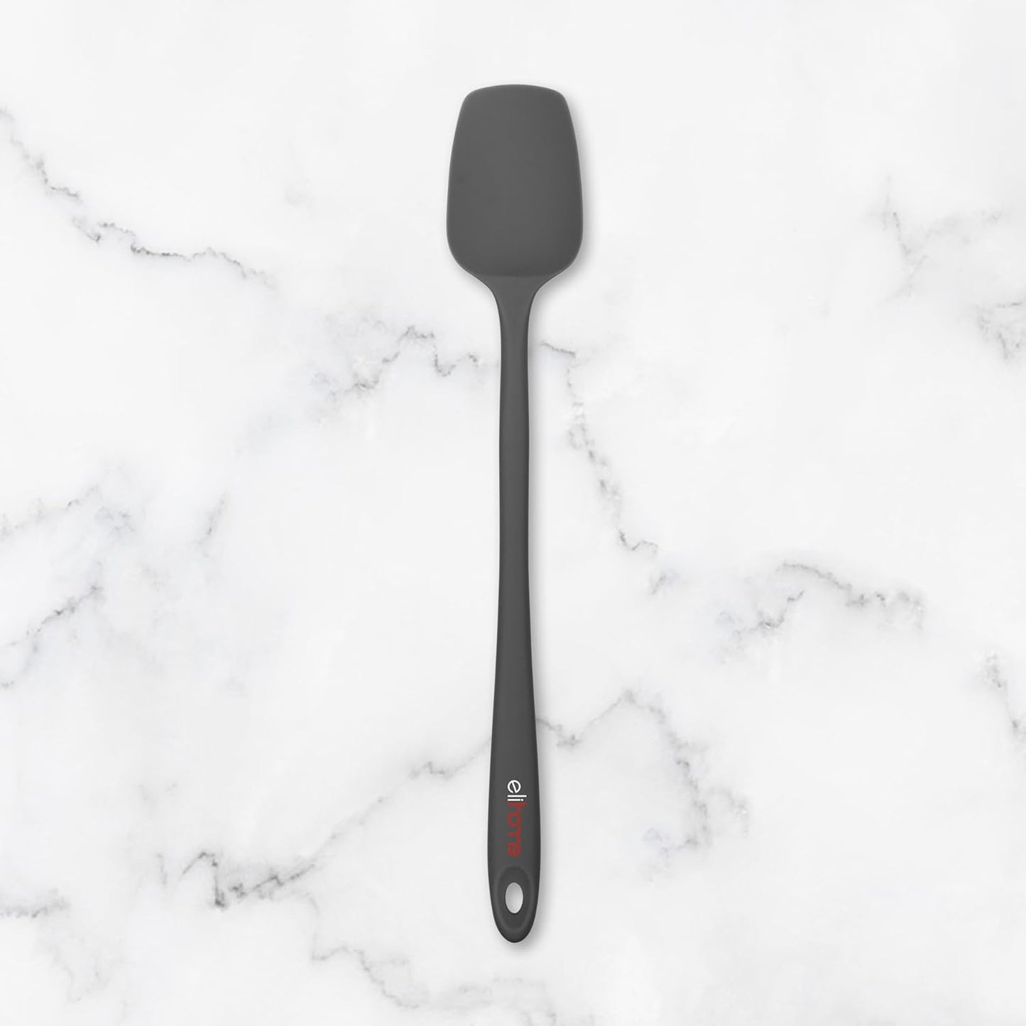 Elihome Skinny Silicone Spoonula - Non-Stick Heat Resistant Silicone Scraper Spatula for Mixing, Serving, Scraping, Stirring, and More - 11 Inch, Dark Grey