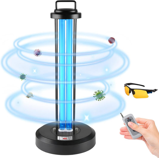 100W UV Sanitizer Light, Portable Ultraviolet Light with 3-Gear Timer and Remote Control, 110V, 99.99% UVC Ozone Free UV Lamp for Home, Office, Hotel, School
