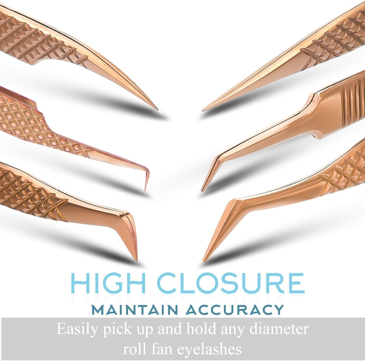 SIVOTE Eyelash Extension Tweezers Fiber Tips Japanese Steel, Set of 6 – Curved, Dolphin, 90° 45° Volume Boot & Slight Curved Tweezer – Professional Lash Tweezers for Lash Extensions Rose Gold