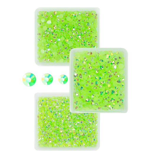 Peridot AB Resin Rhinestones for Crafting 3mm 4mm 5mm Fresh Green Flatback Jelly Stones SS10 SS16 SS20 Diamonds Crystals Gems for Nails Face Eyes Makeup Tumblers Bottles Crafts Clothes Shoes