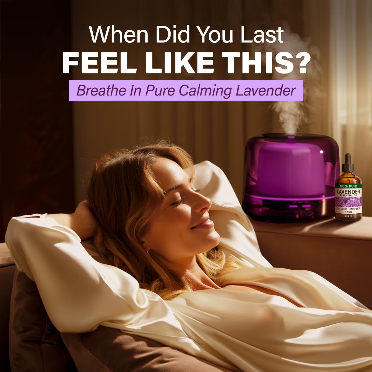 Kukka Lavender Essential Oil for Diffuser, Skin, Hair, Aromatherapy Huge - 4 Fl Oz, DIY Soap Making Scents