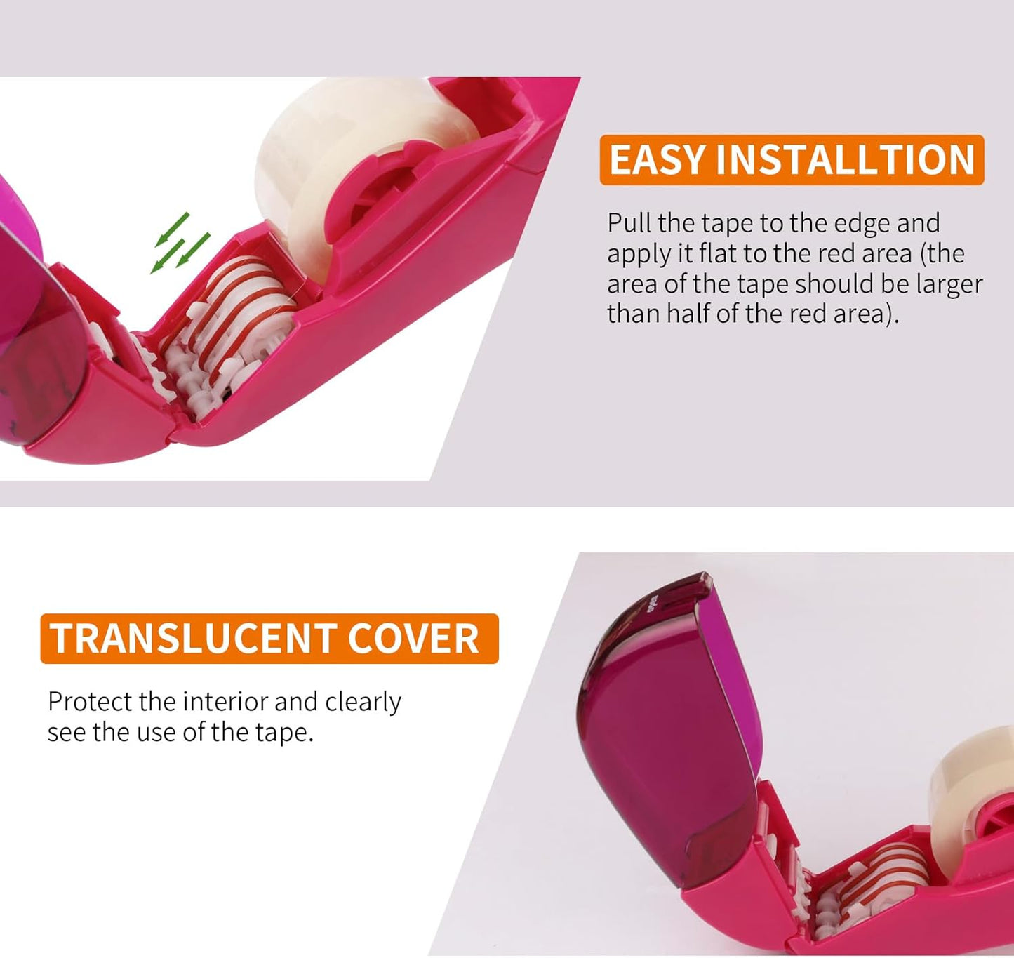 Eagle Automatic Tape Dispenser and Tape Gun. Free 1/2" (12mm) and 3/4" (19mm). Ideal for Taping Gifts, Packages, Scrapbooks and Envelopes (Pink)